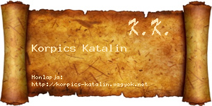Korpics Katalin névjegykártya